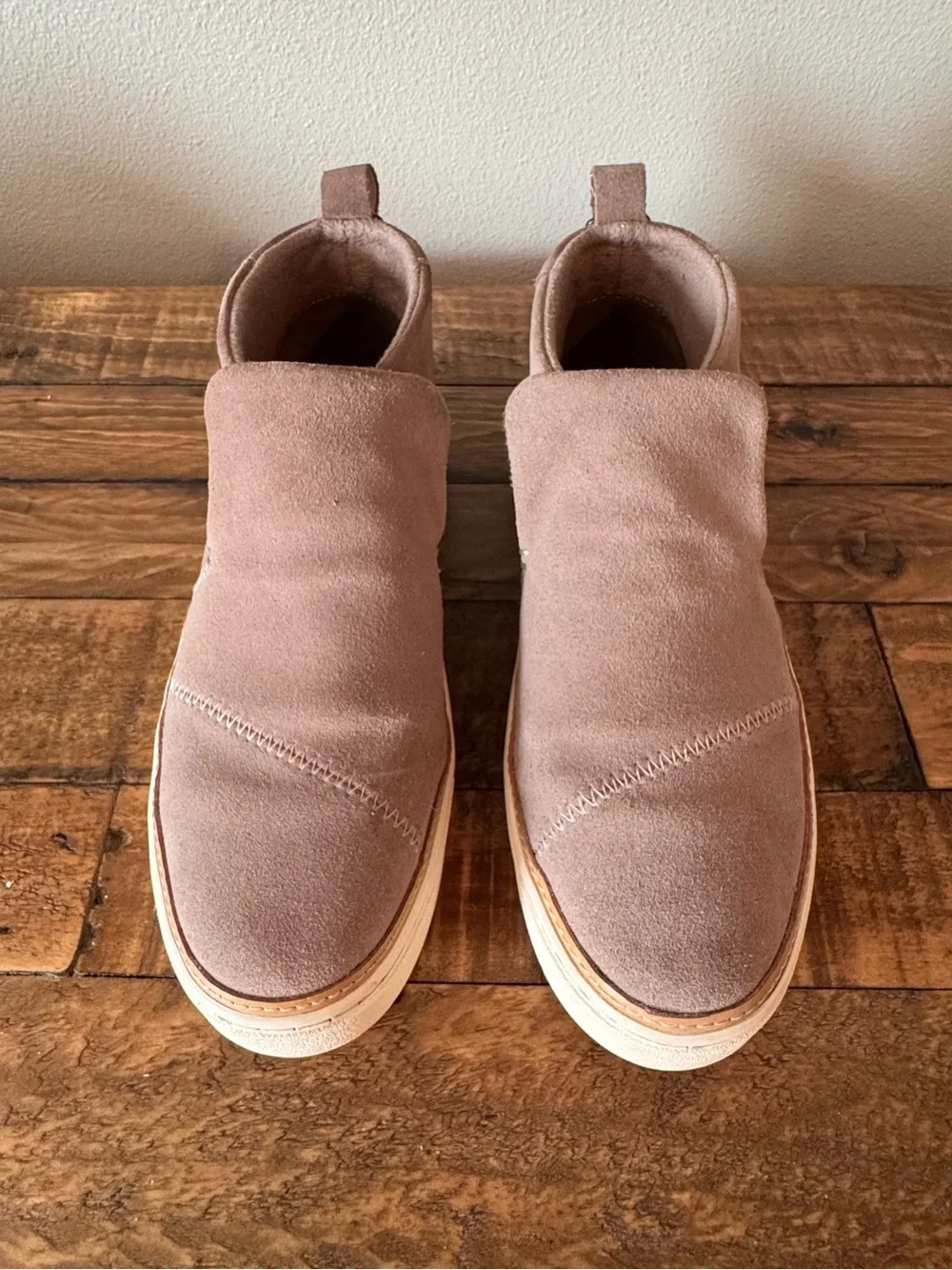Women’s TOMS Paxton Slip-On Suede Ankle Booties in Mauve Taupe